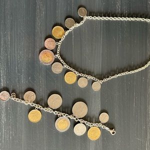 Vermeil Bracelet, Lira Coins bracket and necklace set